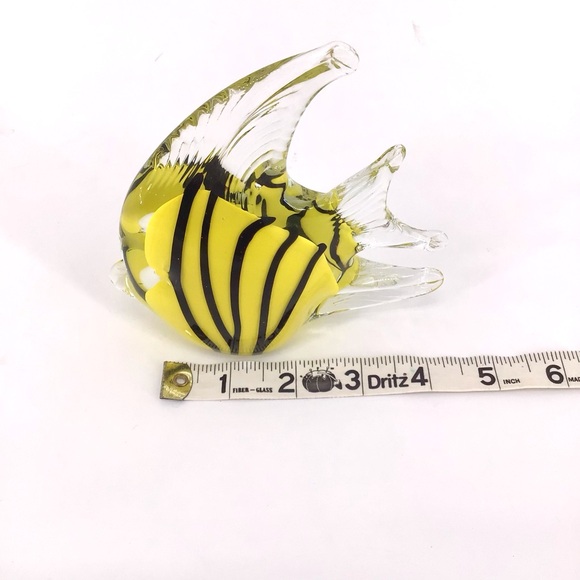 Yellow Striped Hand Blown Glass Angelfish Paperweight - Picture 5 of 10